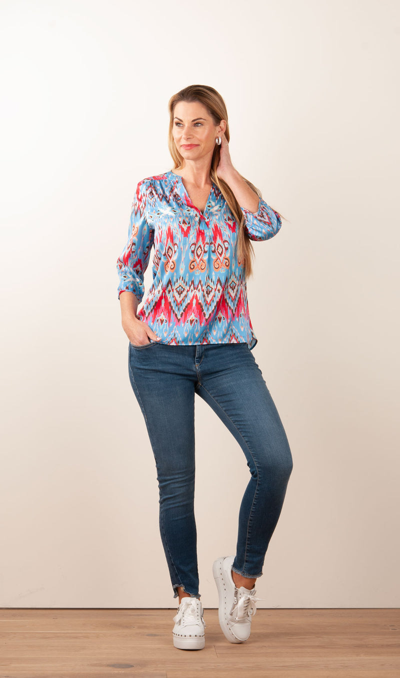 Schlupfbluse „Blair“ Blau | Multicolor