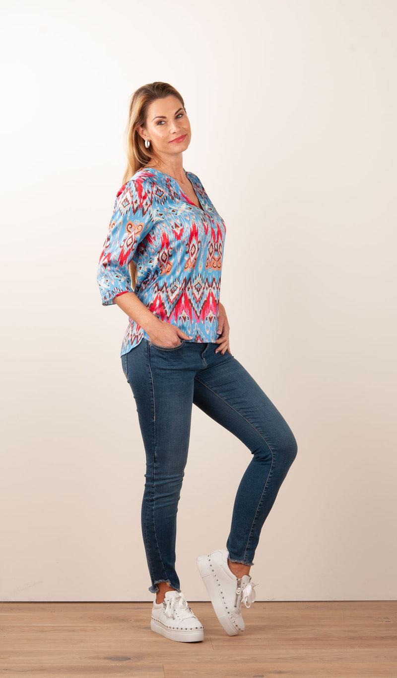Schlupfbluse „Blair“ Blau | Multicolor