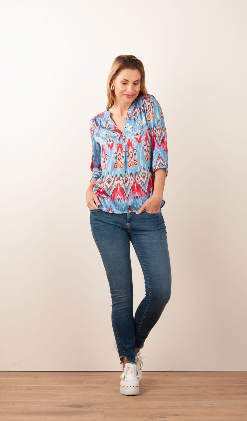Schlupfbluse „Blair“ Blau | Multicolor
