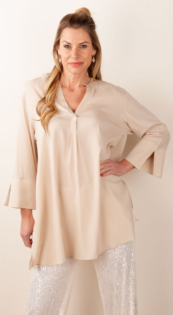 Seiden Bluse Beige
