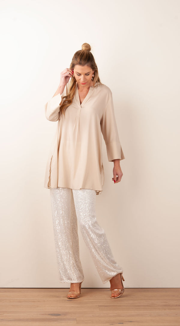 Seiden Bluse Beige