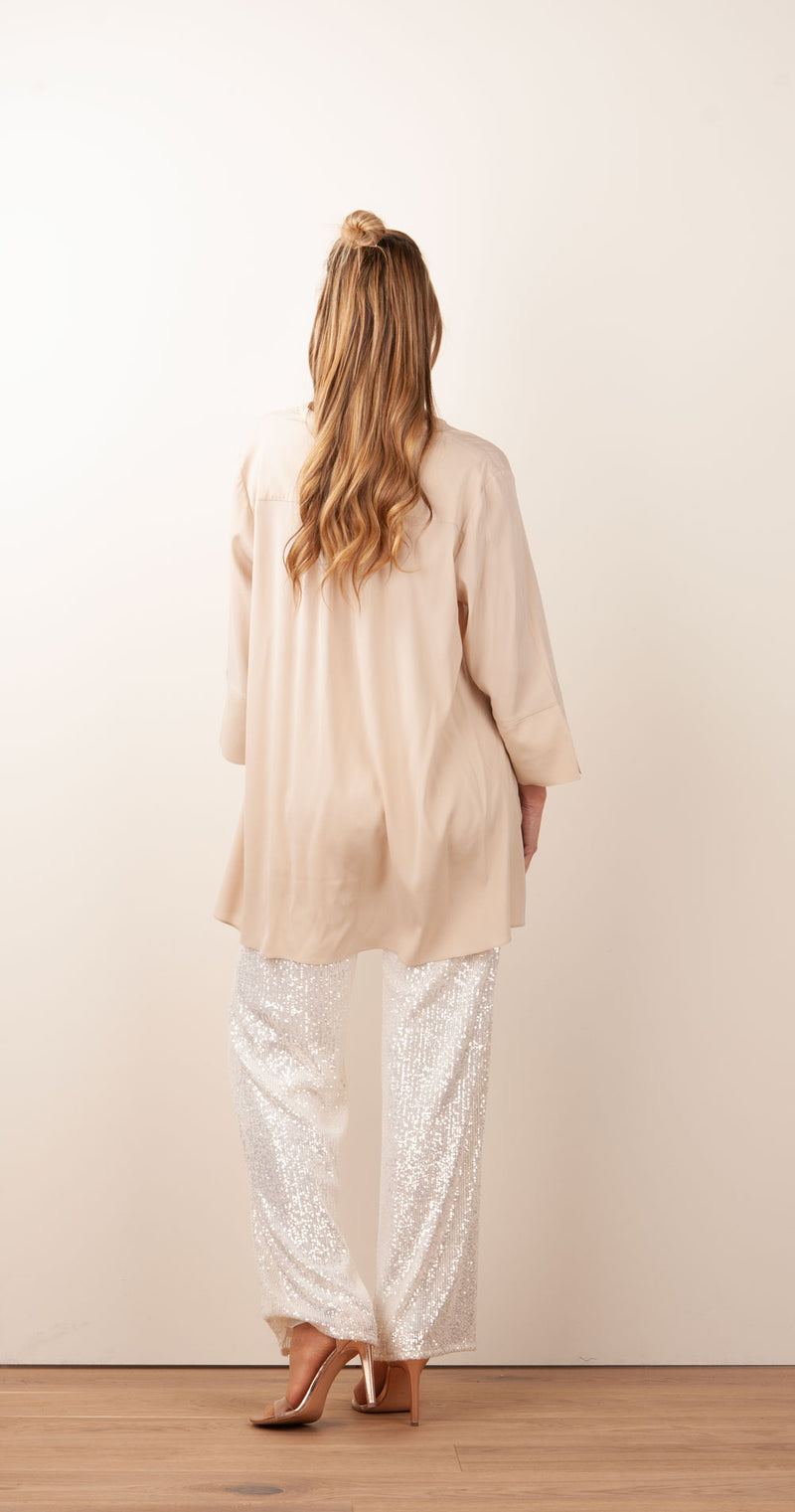 Seiden Bluse Beige