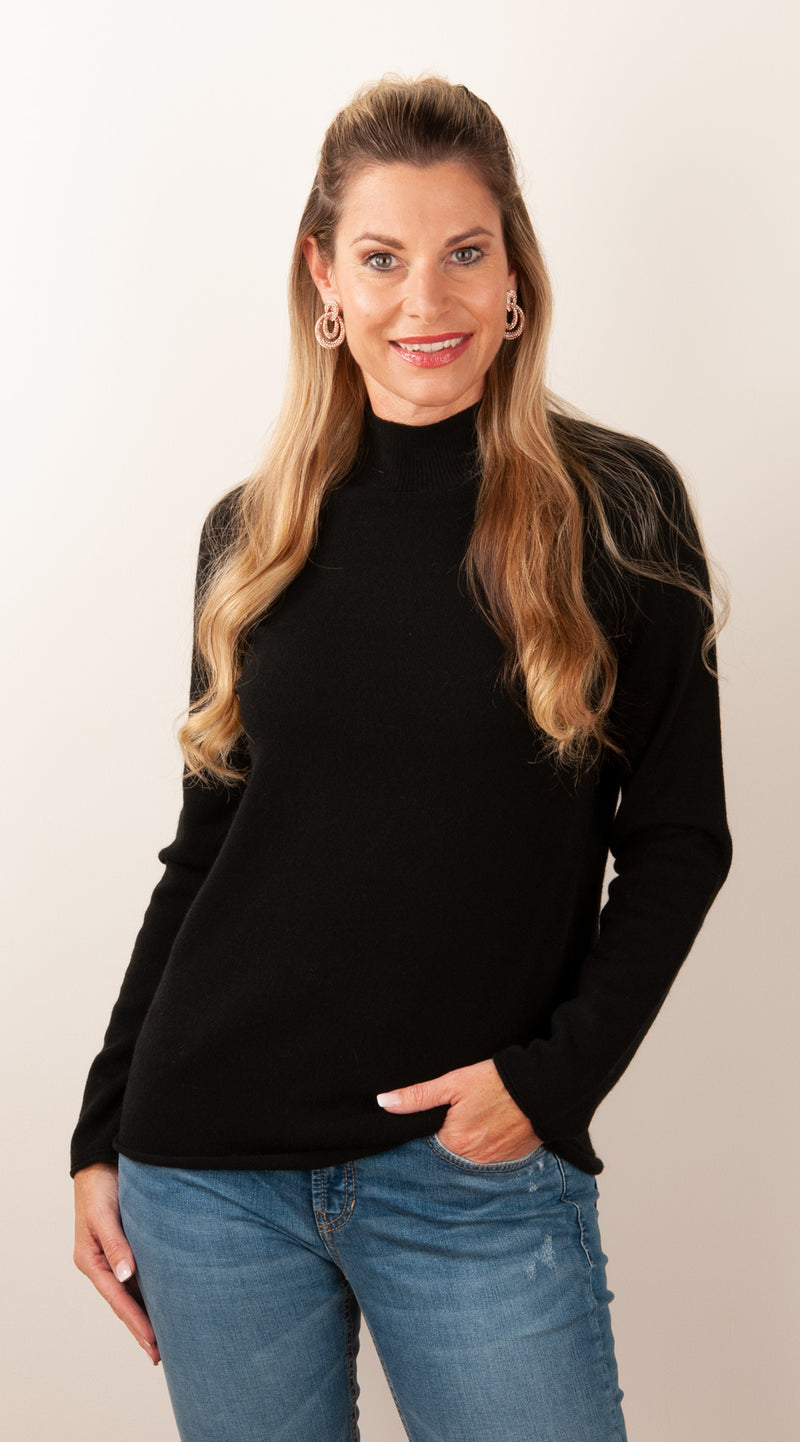 fleur Kaschmir Pullover Schwarz