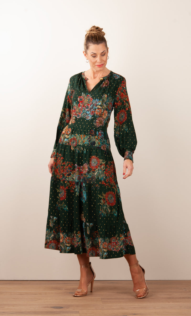 Kleid „Blumen“ Grün | Multicolor