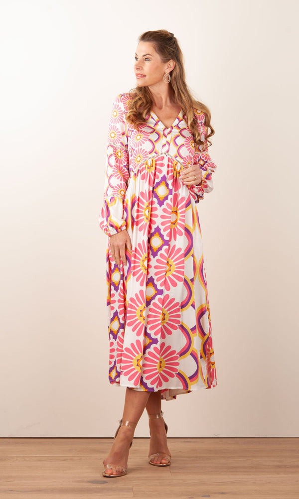 Kleid Weiß | Pink | Multicolor