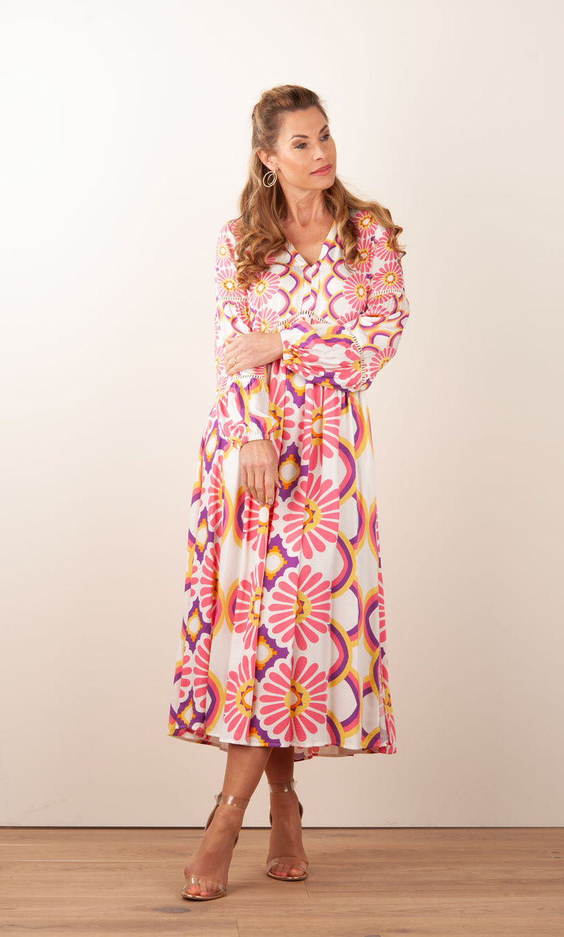 Kleid Weiß | Pink | Multicolor