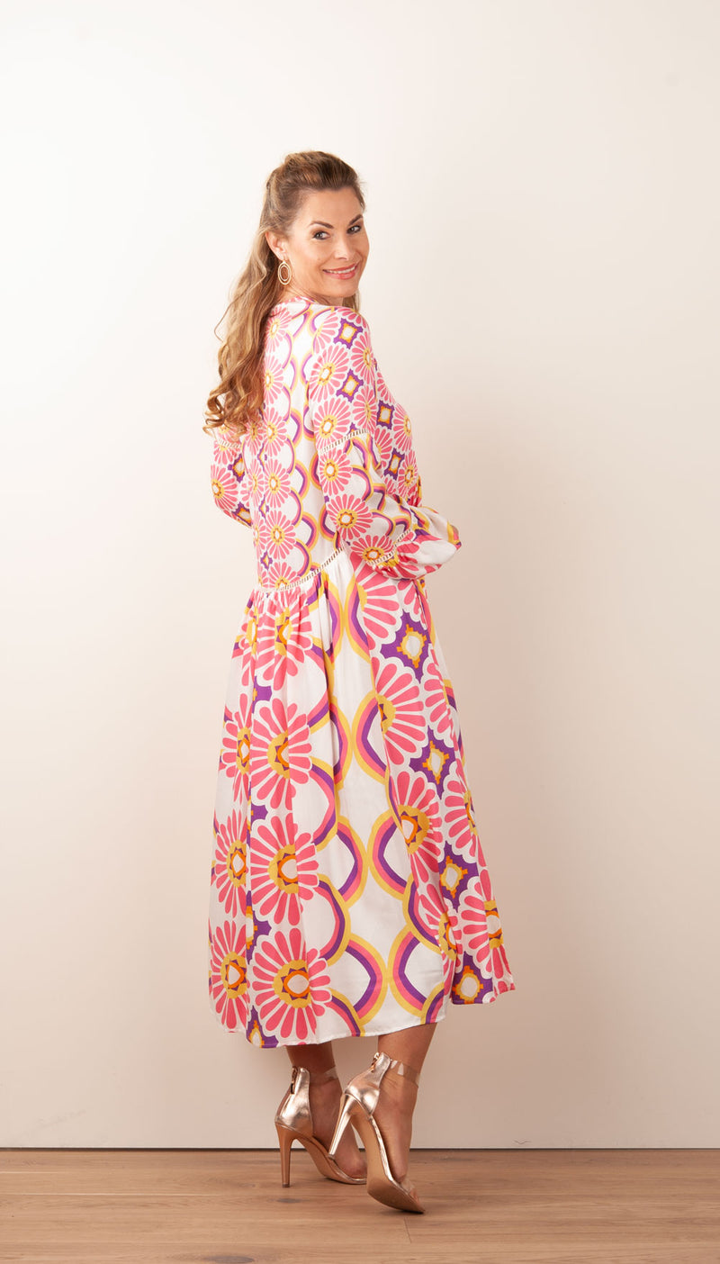 Kleid Weiß | Pink | Multicolor