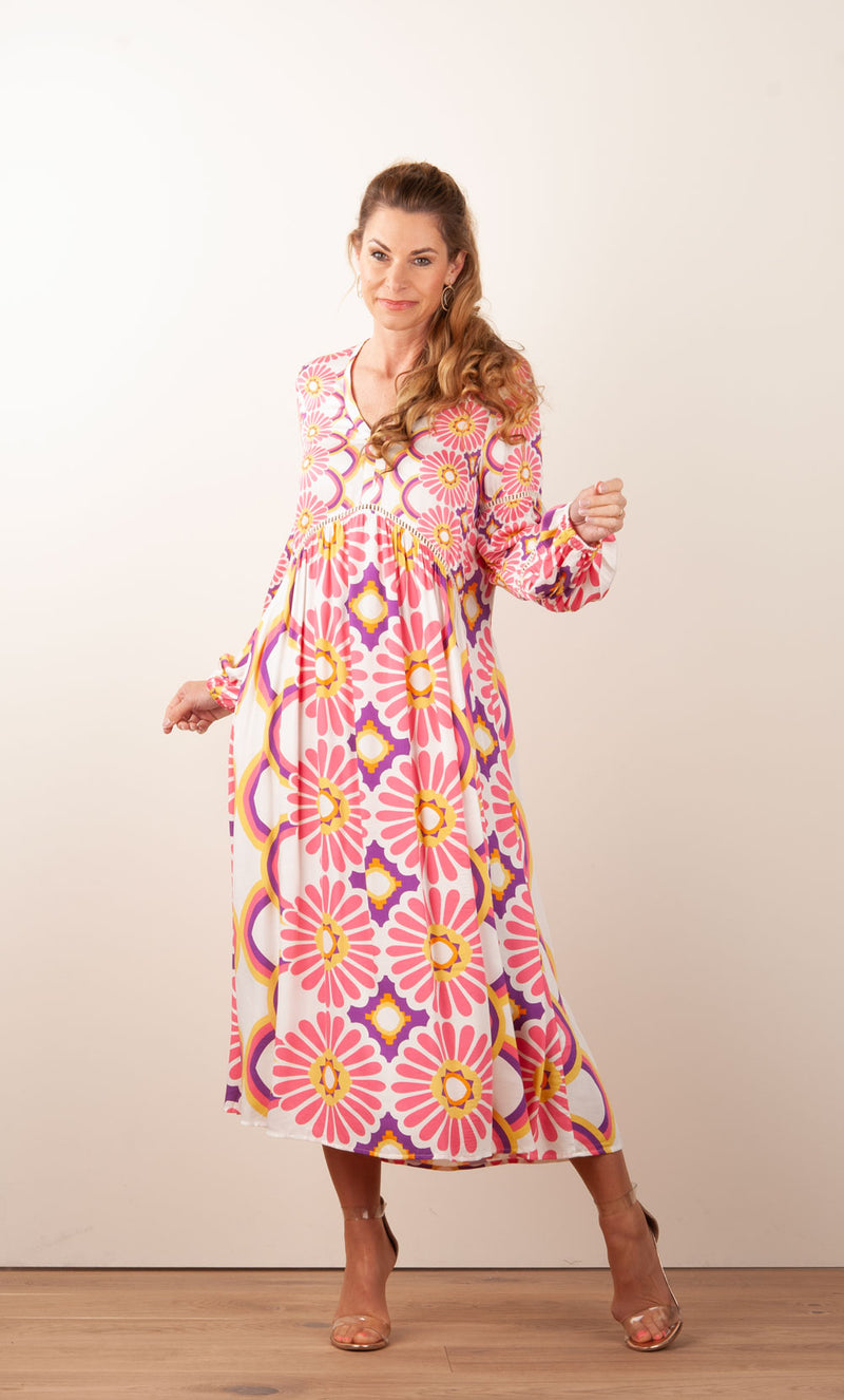 Kleid Weiß | Pink | Multicolor