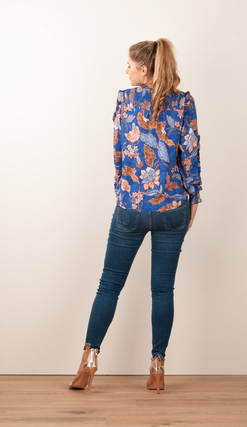 Blusenshirt „Blumen“ Blau | Multicolor