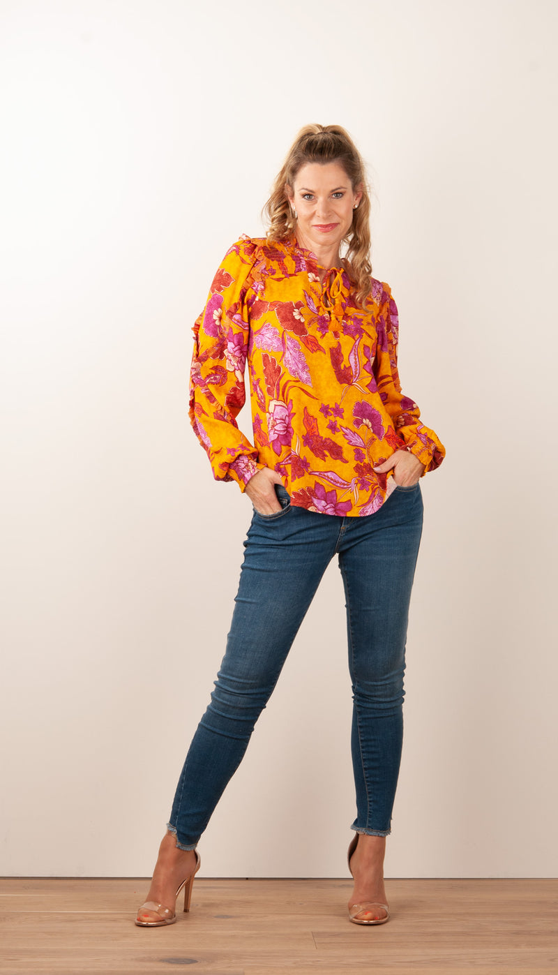 Blusenshirt „Blumen“ Gelb | Multicolor