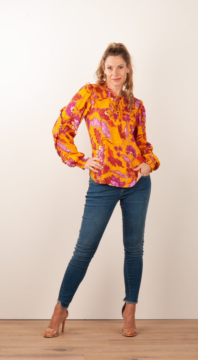 Blusenshirt „Blumen“ Gelb | Multicolor