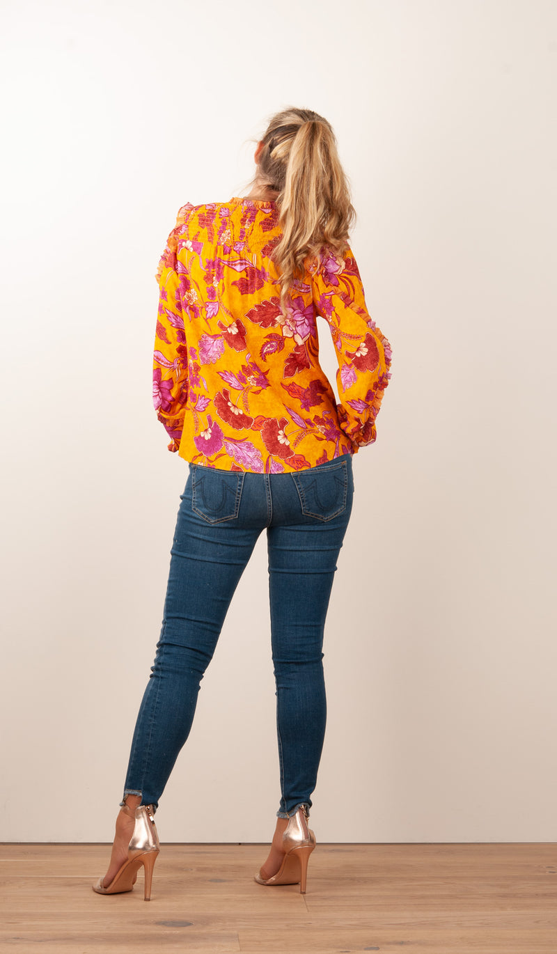 Blusenshirt „Blumen“ Gelb | Multicolor