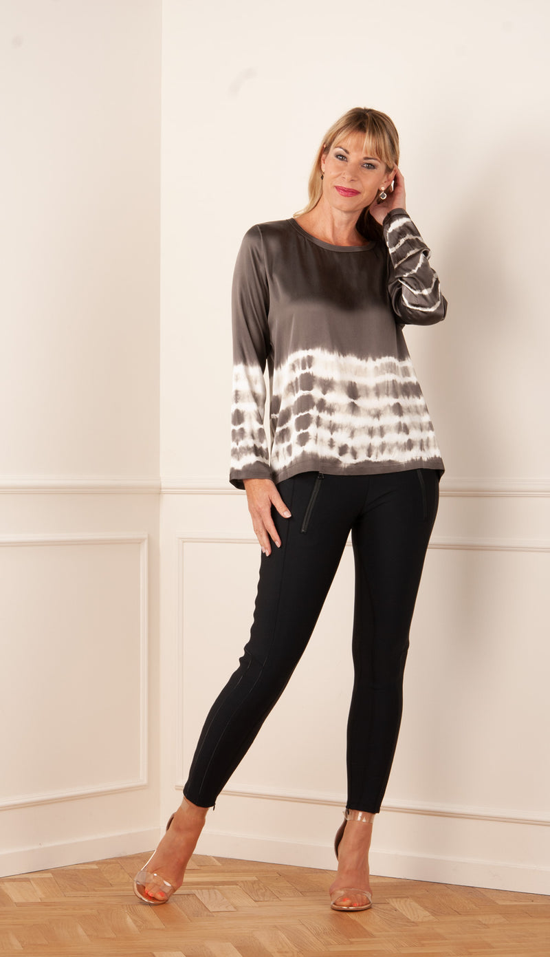 Bluse „Alba“ Kaviar | Weiß - myElisa GmbH