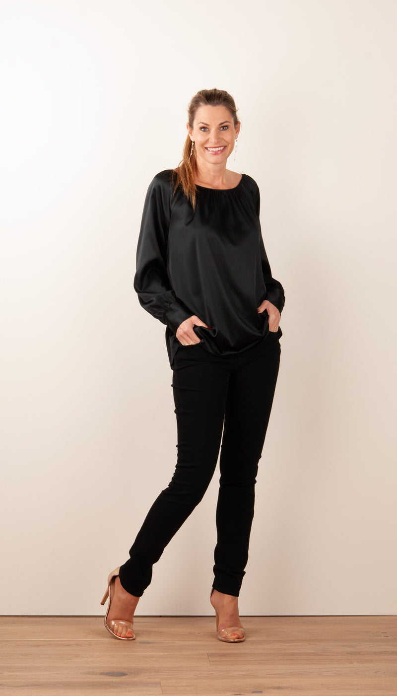 Seidenbluse Schwarz