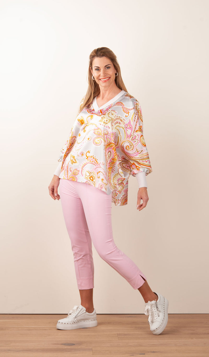 Seidenbluse Silber | Multicolor