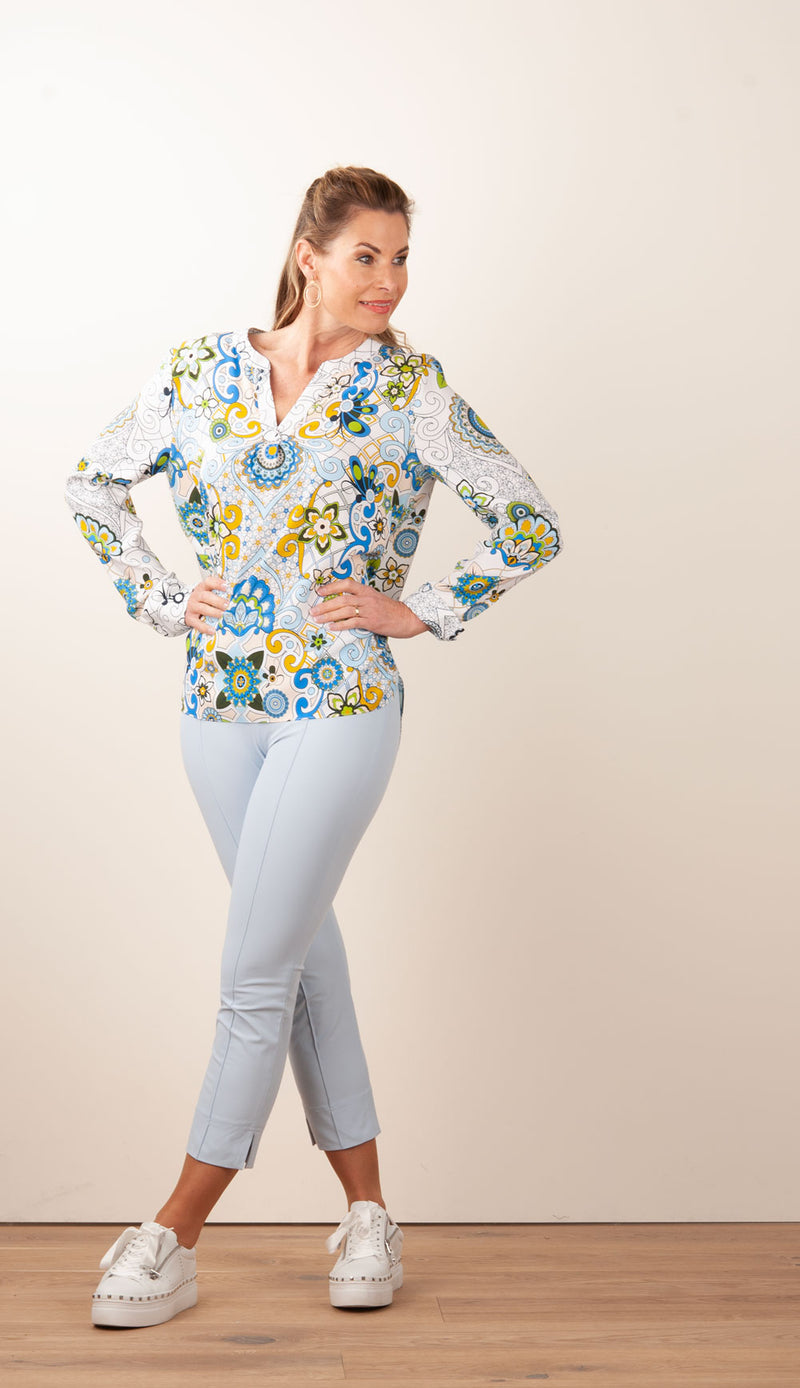Seidenbluse Weiß | Multicolor