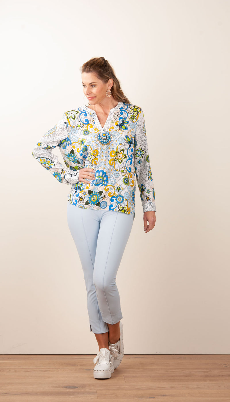 Seidenbluse Weiß | Multicolor