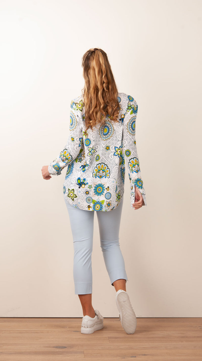 Seidenbluse Weiß | Multicolor