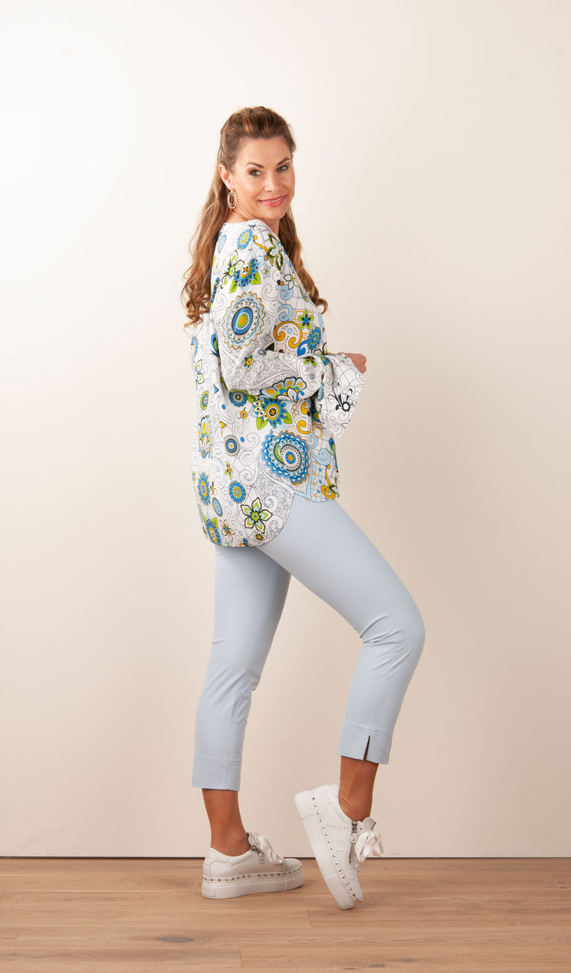 Seidenbluse Weiß | Multicolor