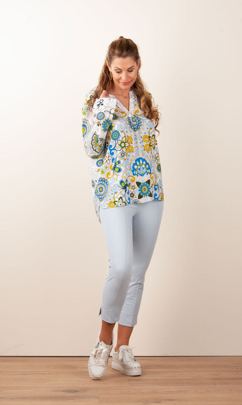 Seidenbluse Weiß | Multicolor