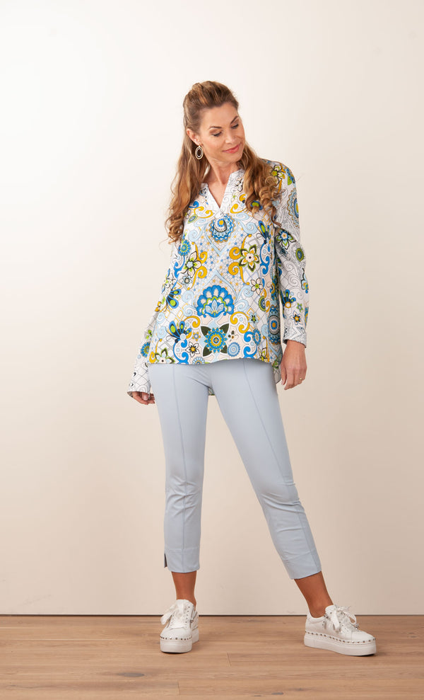 Seidenbluse Weiß | Multicolor