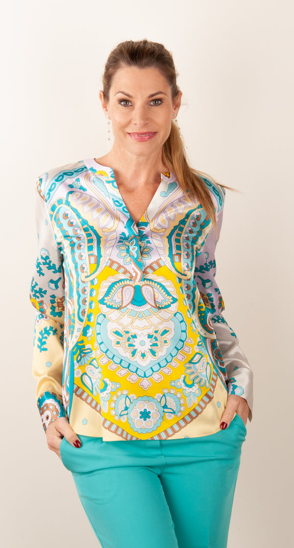 Seidenbluse Rosa | Multicolor