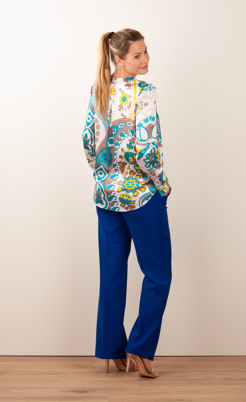 Seidenbluse Petrol | Multicolor