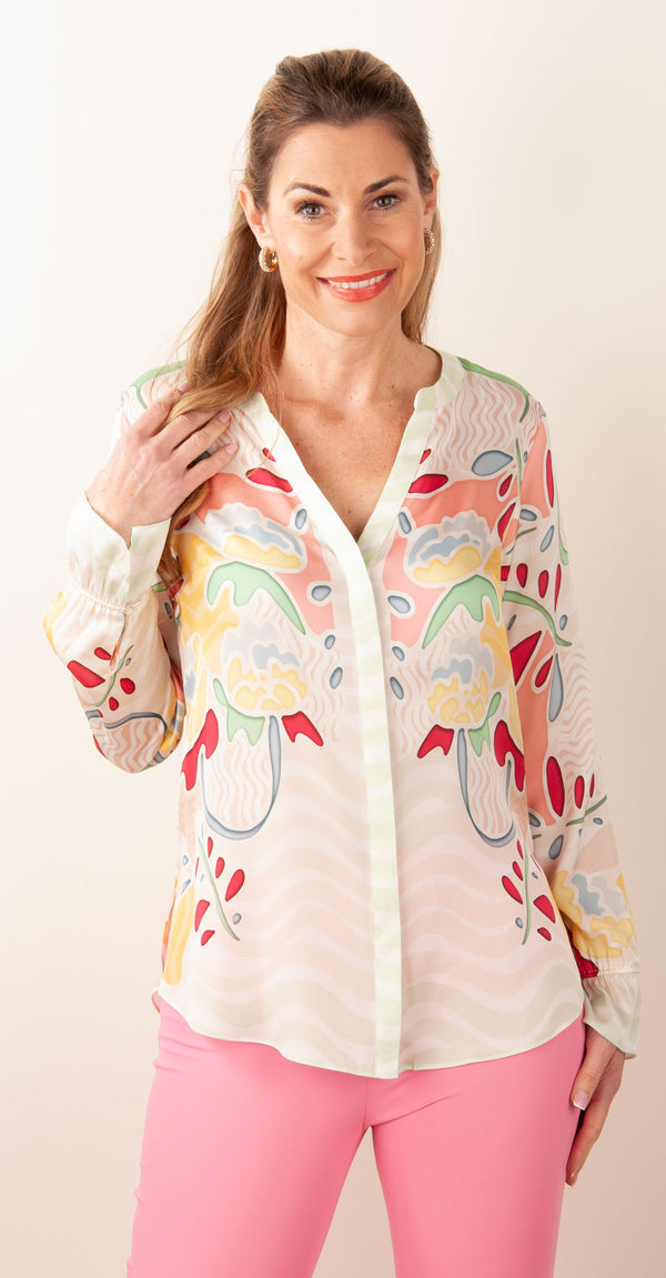 Bluse „Mer de Fleurs“ Multicolor