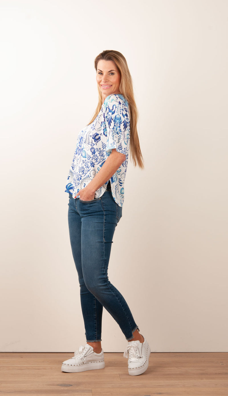 Shirt Blau | Weiß
