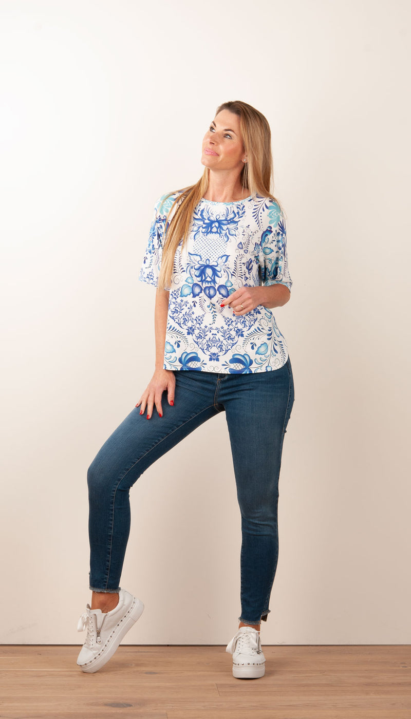 Shirt Blau | Weiß