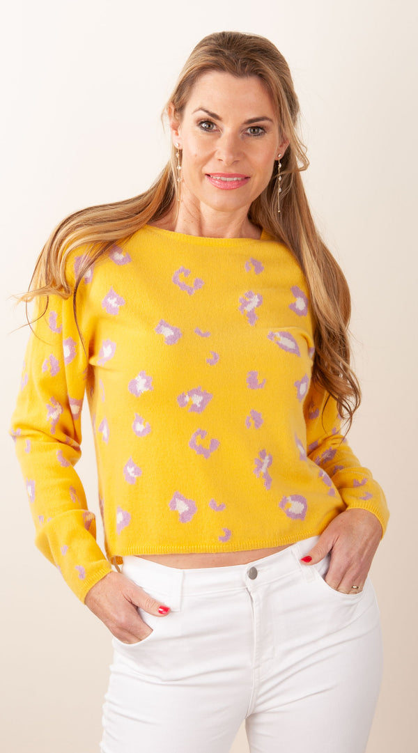 Kaschmir Pullover „Leo“ Gelb | Multicolor