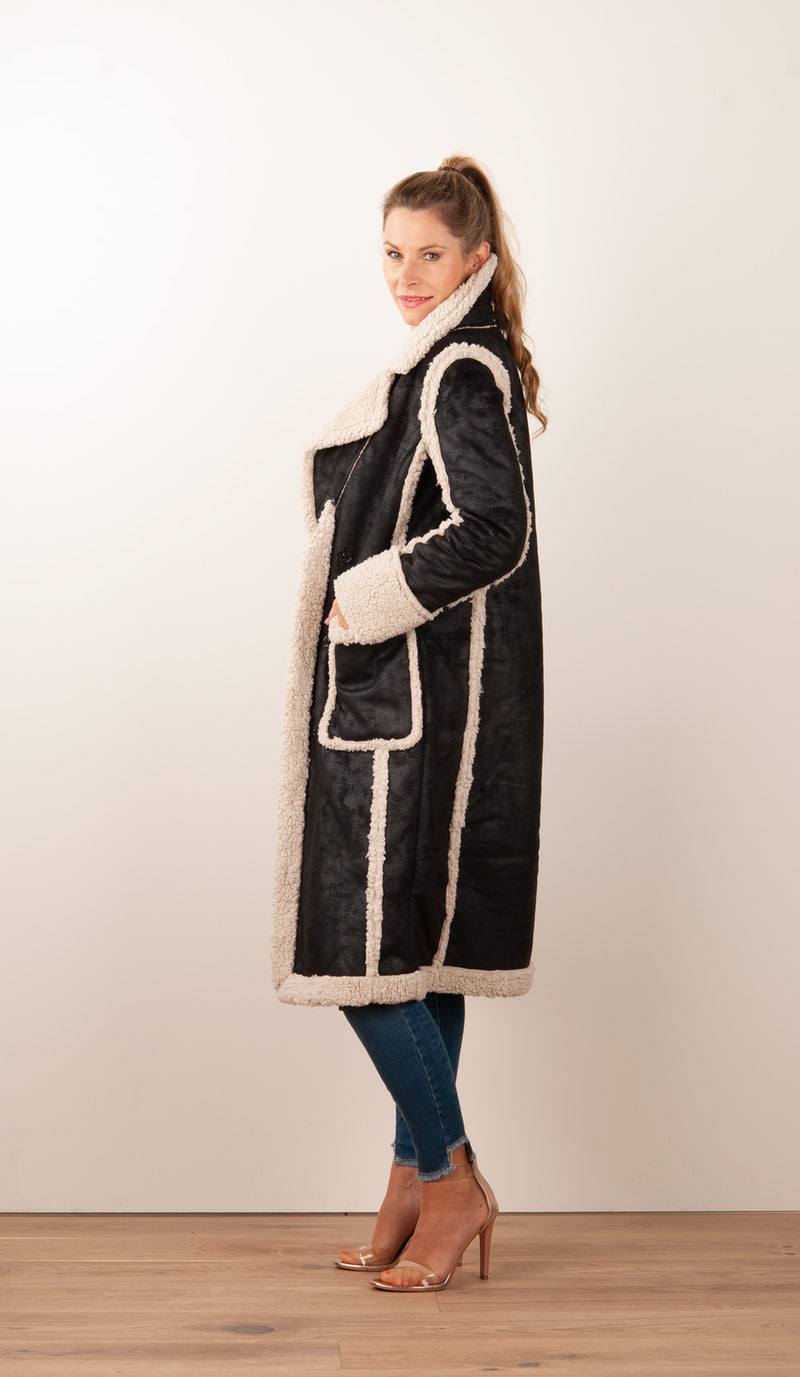 Mantel Schwarz | Creme