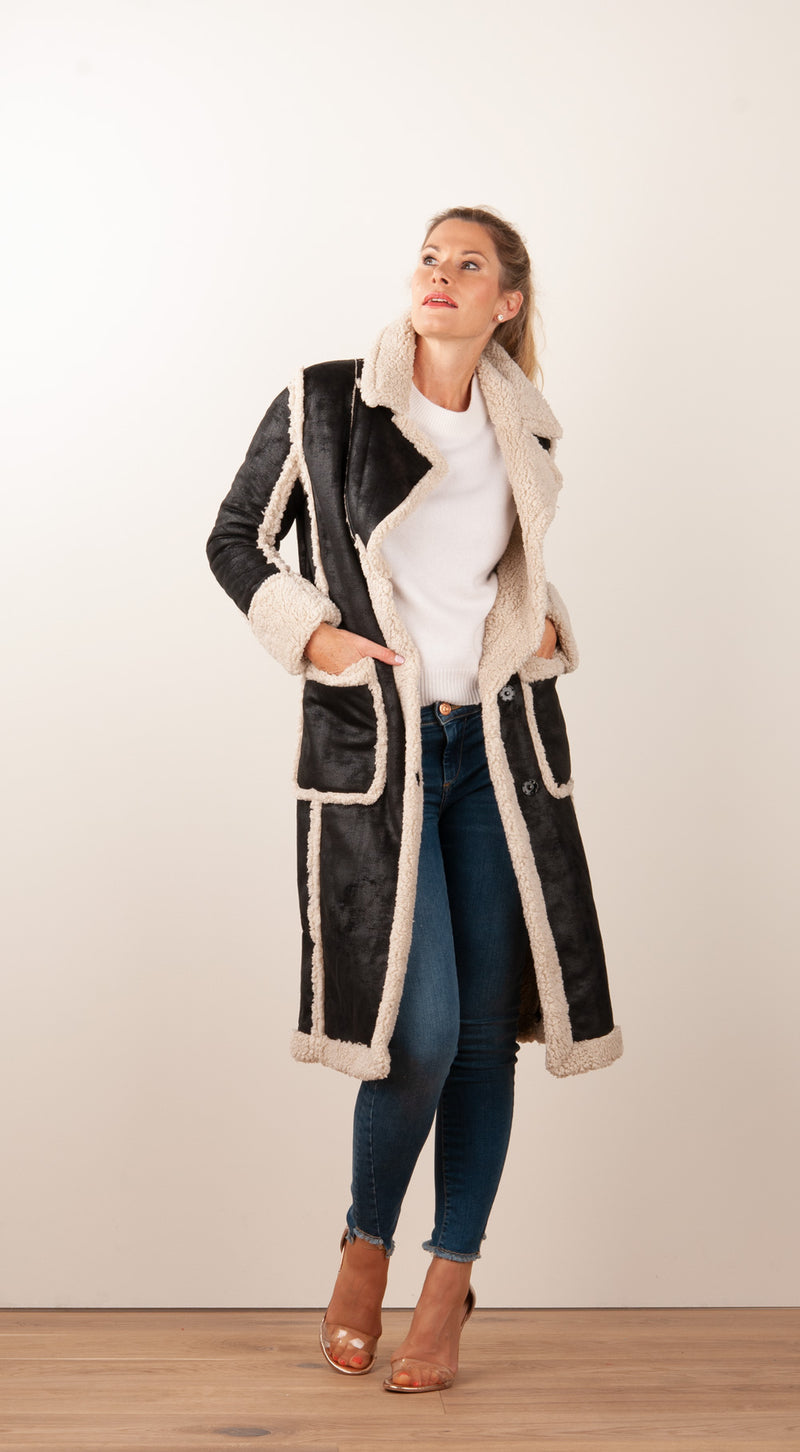 Mantel Schwarz | Creme