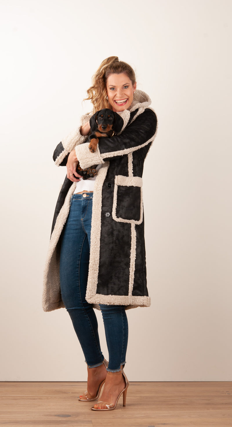 Mantel Schwarz | Creme