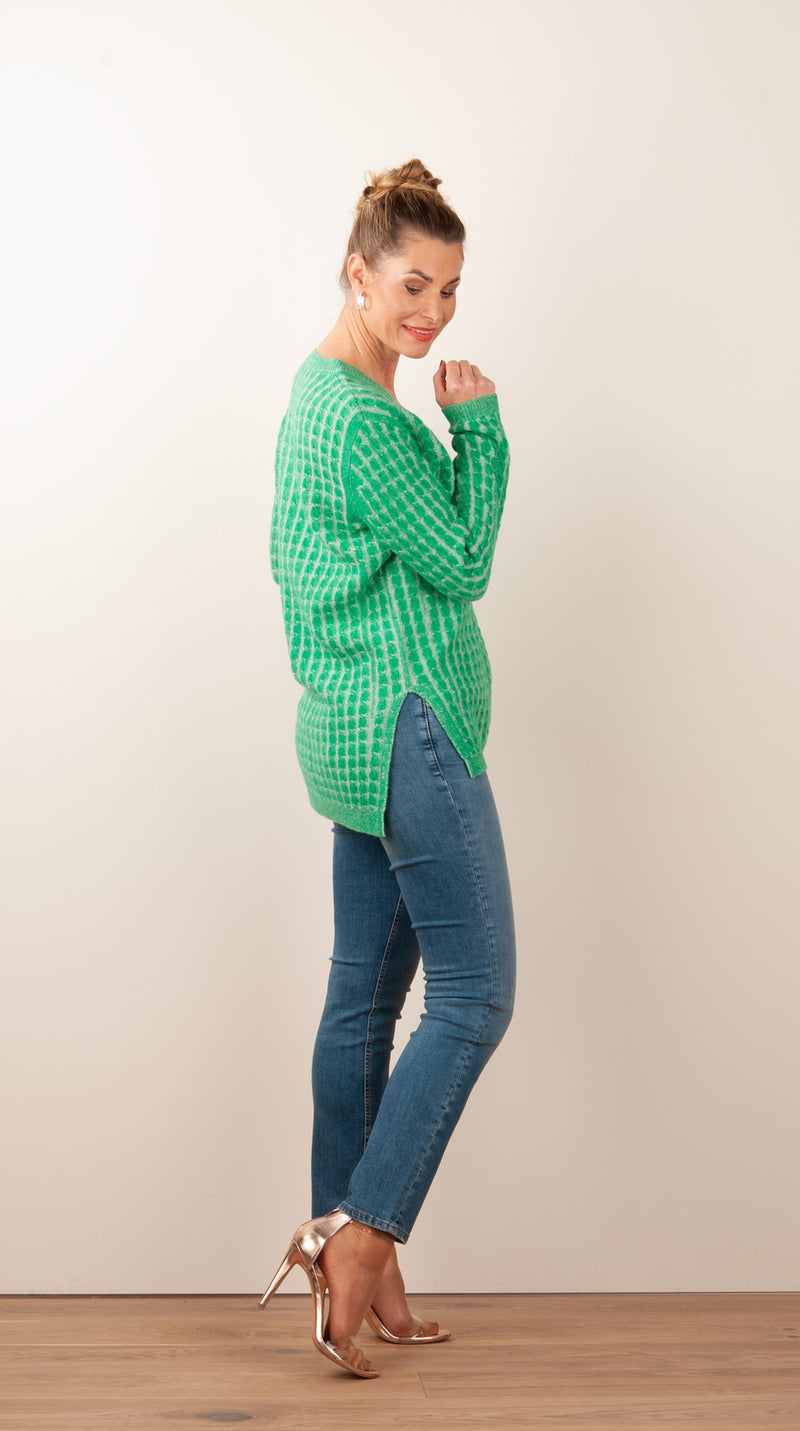 Pullover Grün | Weiß