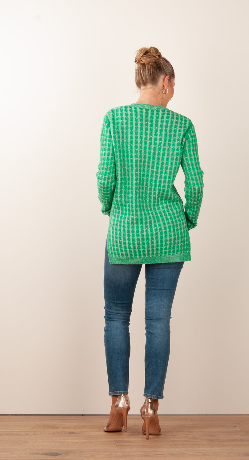 Pullover Grün | Weiß