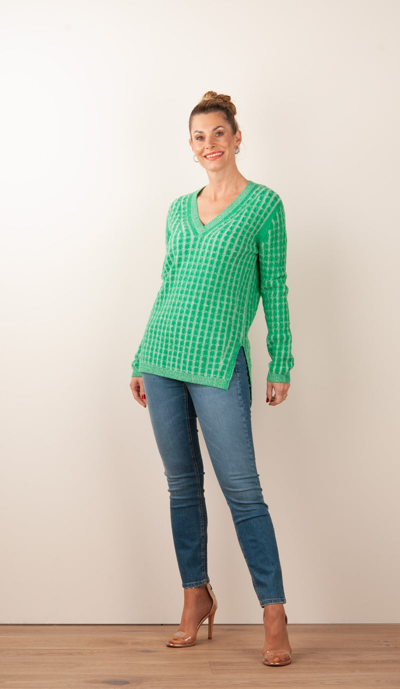 Pullover Grün | Weiß