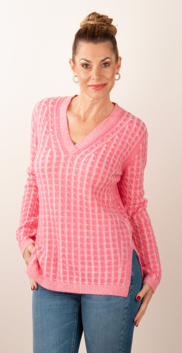 Pullover Pink | Weiß