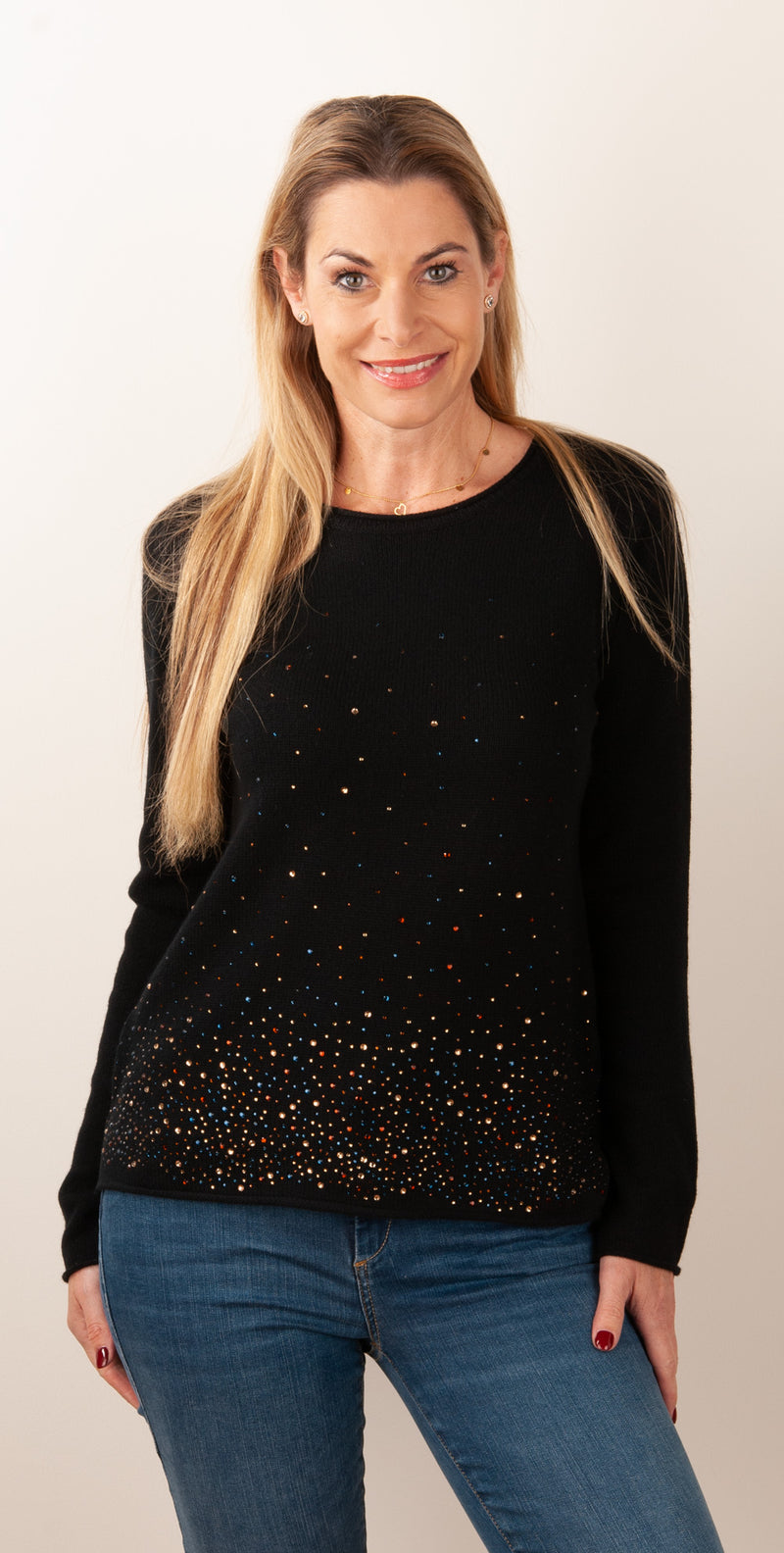 Pullover „Strass“ Schwarz | Multicolor