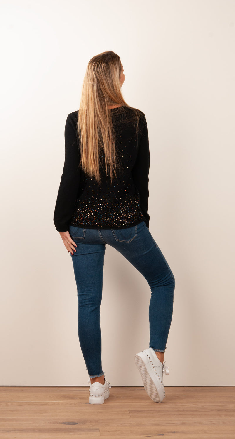Pullover „Strass“ Schwarz | Multicolor
