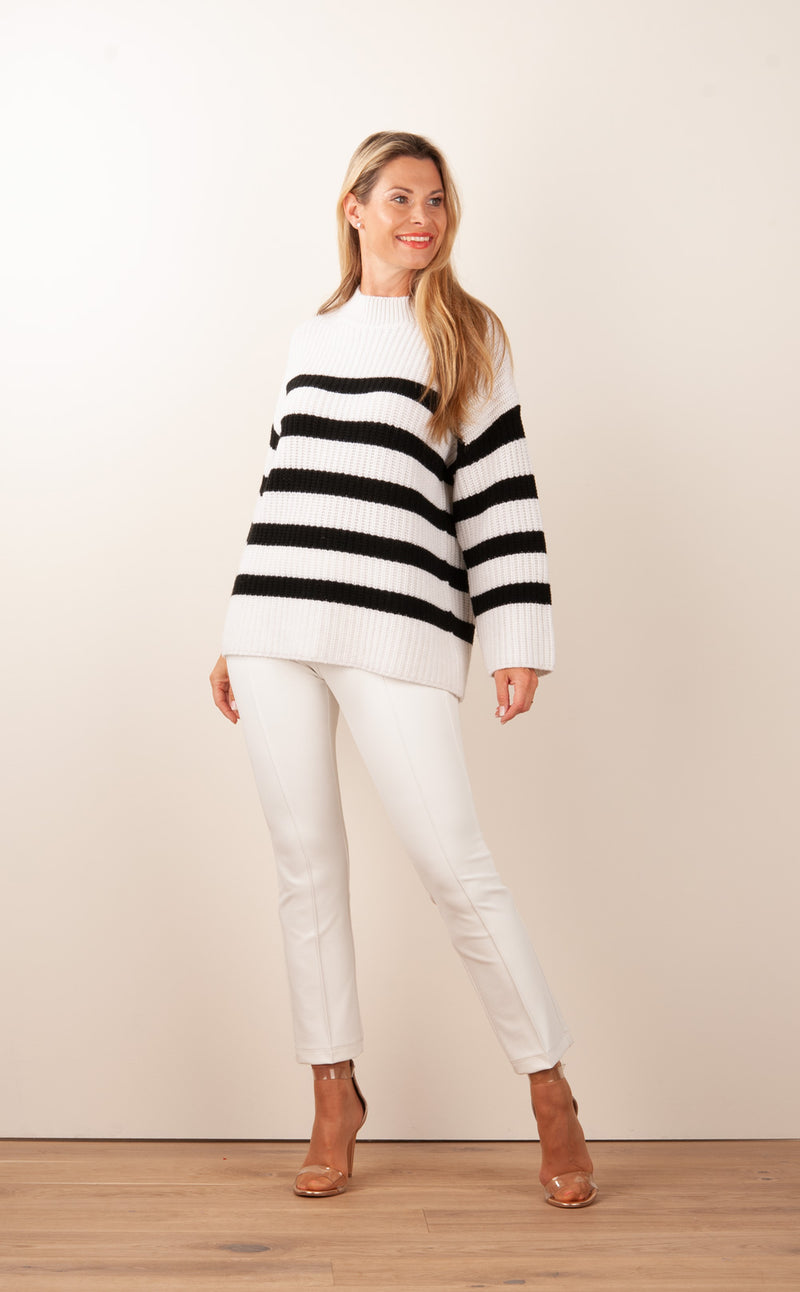 Pullover „Streifen“ Offwhite | Schwarz