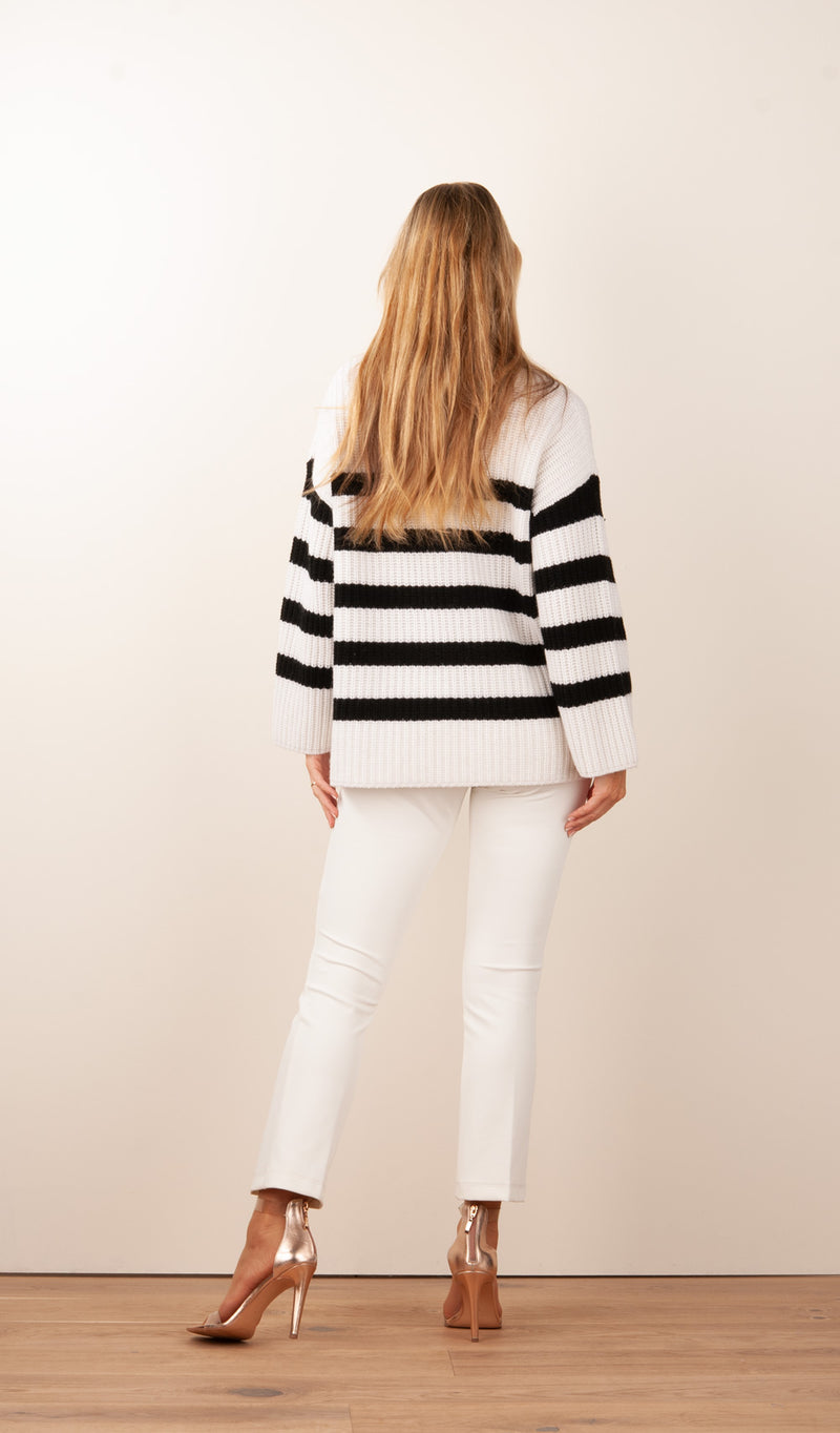 Pullover „Streifen“ Offwhite | Schwarz