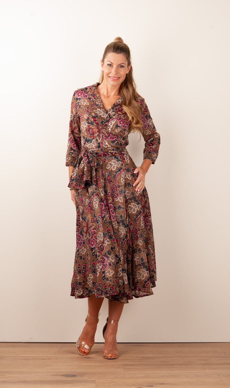 Kleid „Olivia“ Braun | Multicolor