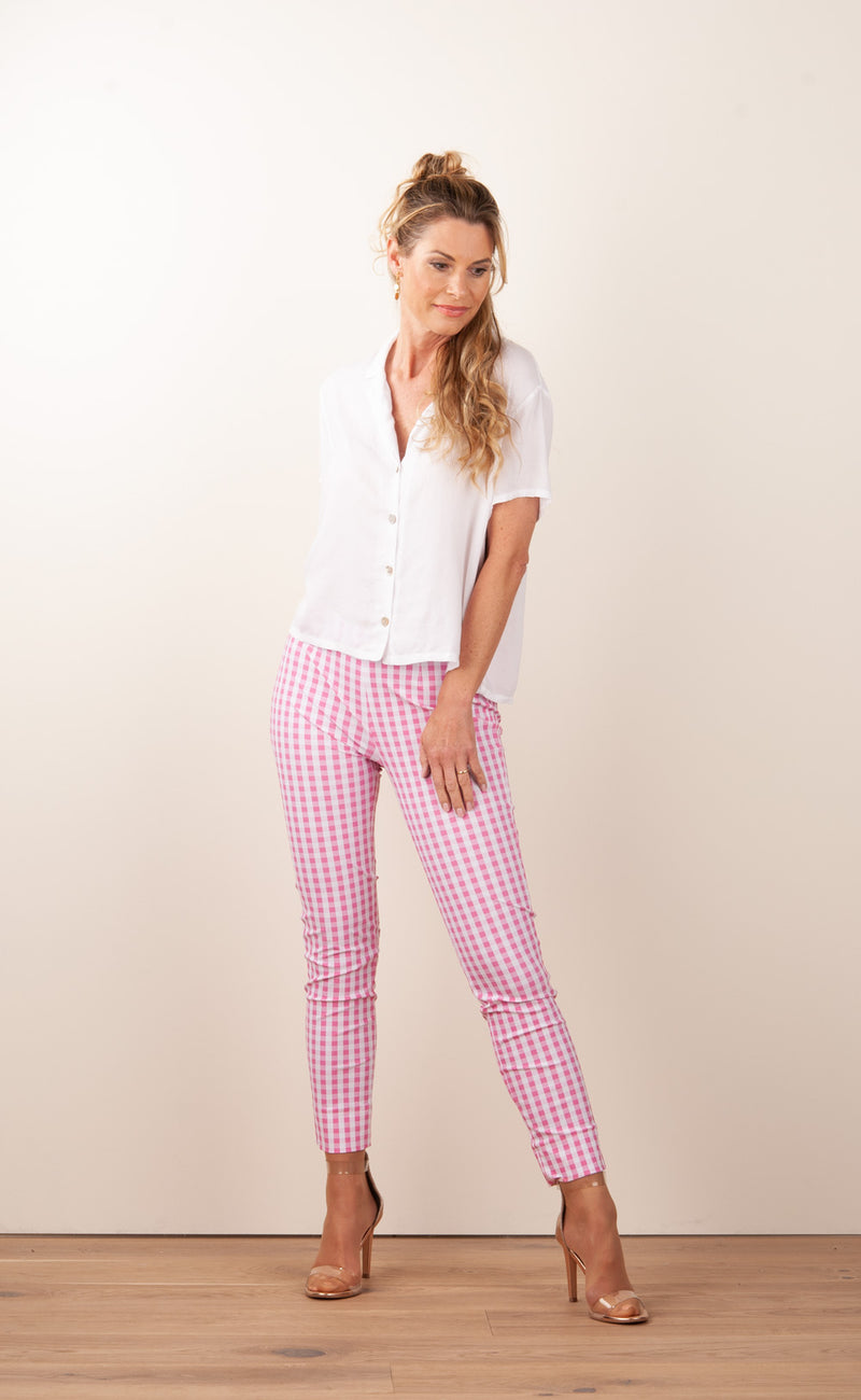 Hose „Sabrina“ Weiß | Rosa