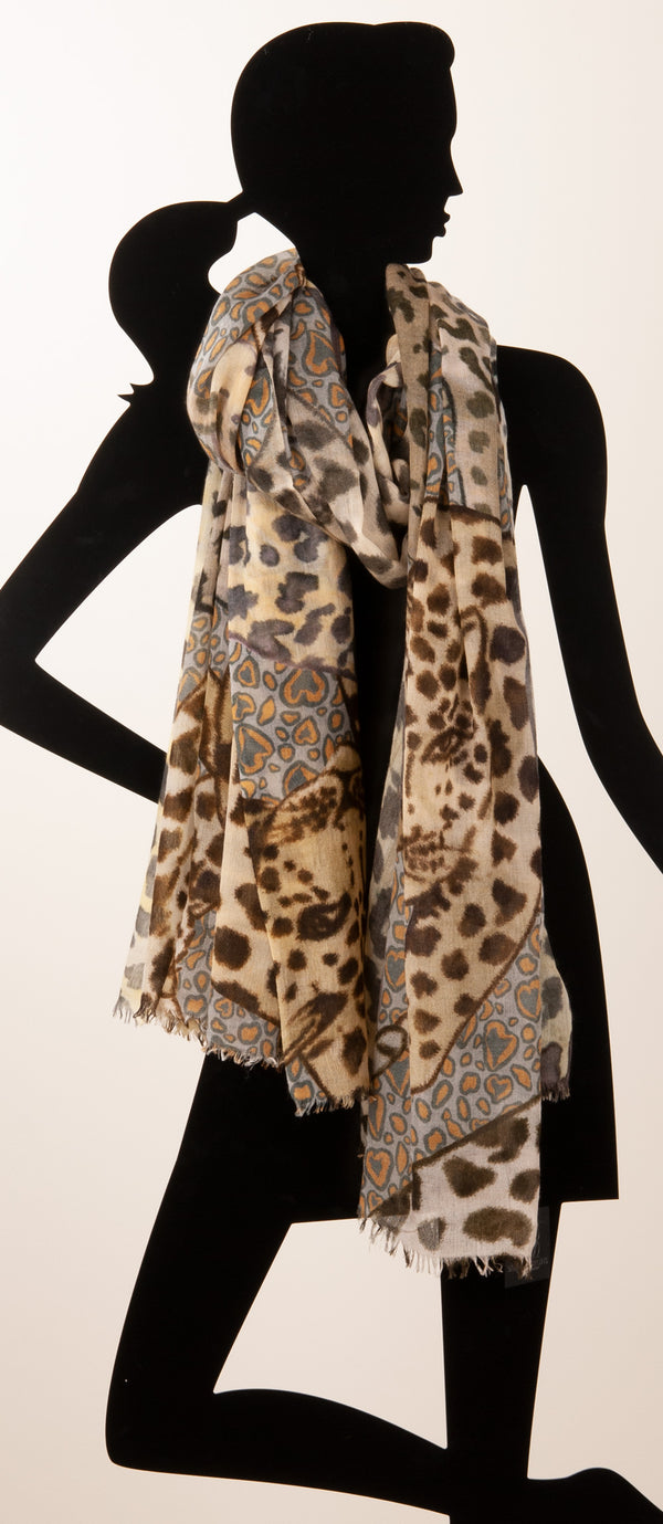 Schal „Leo“ Beige | Multicolor