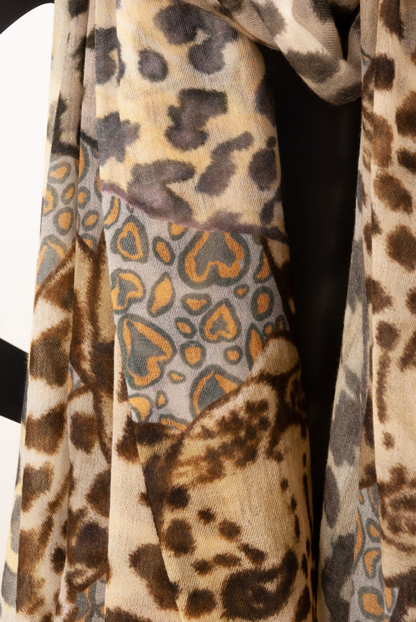 Schal „Leo“ Beige | Multicolor