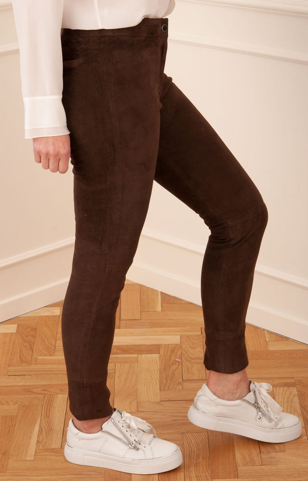 Steven K Velours-Lederhose Espresso