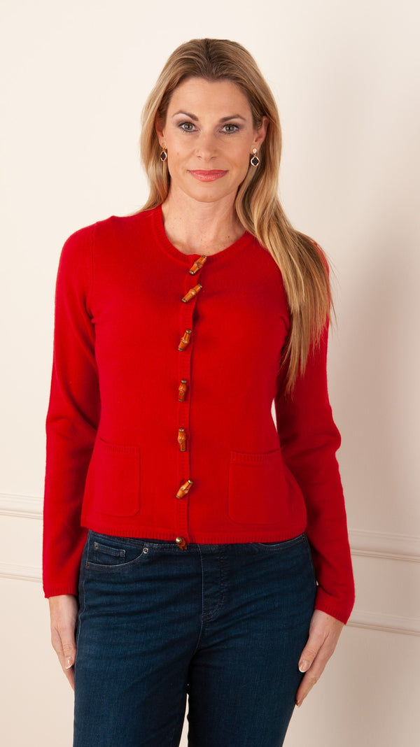 WHITE T - Kaschmir Strickjacke Rot