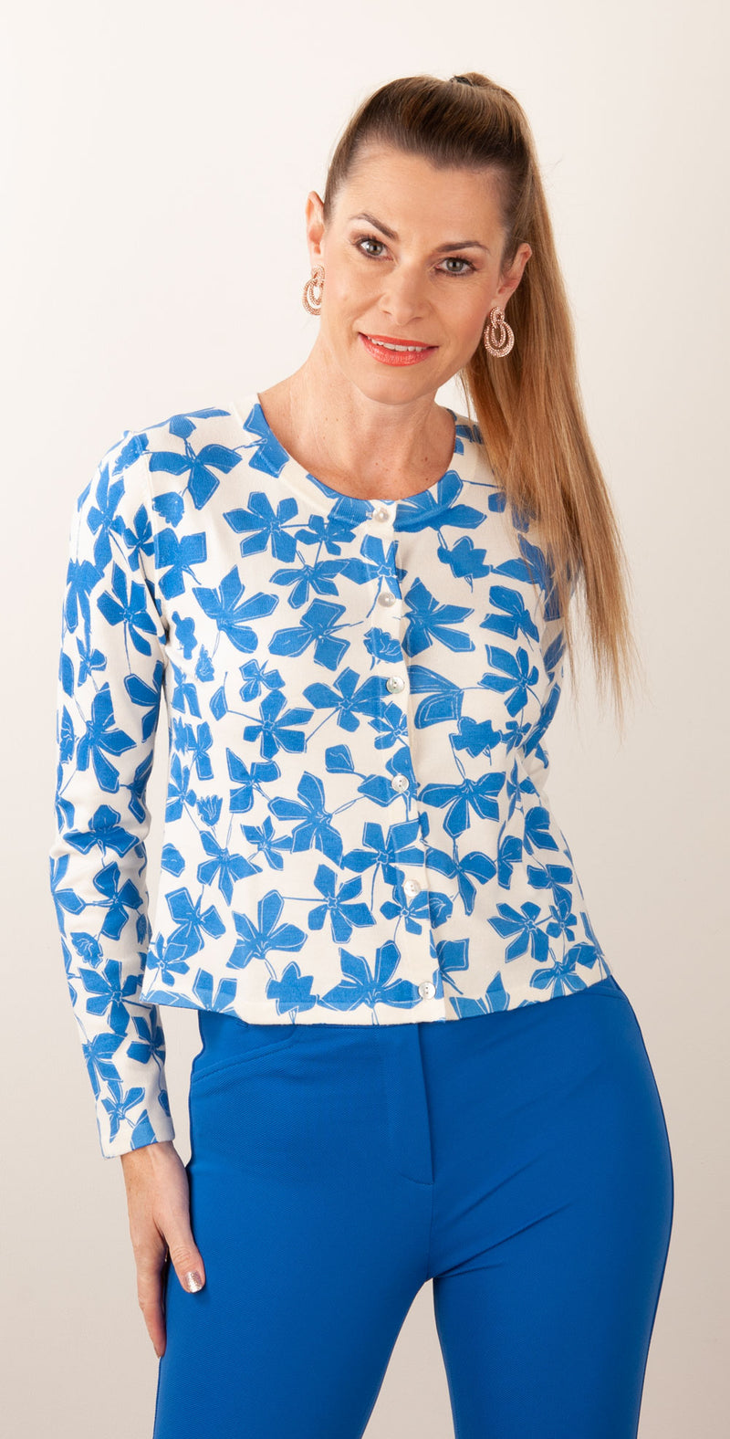 Strickjacke Weiß | Blau